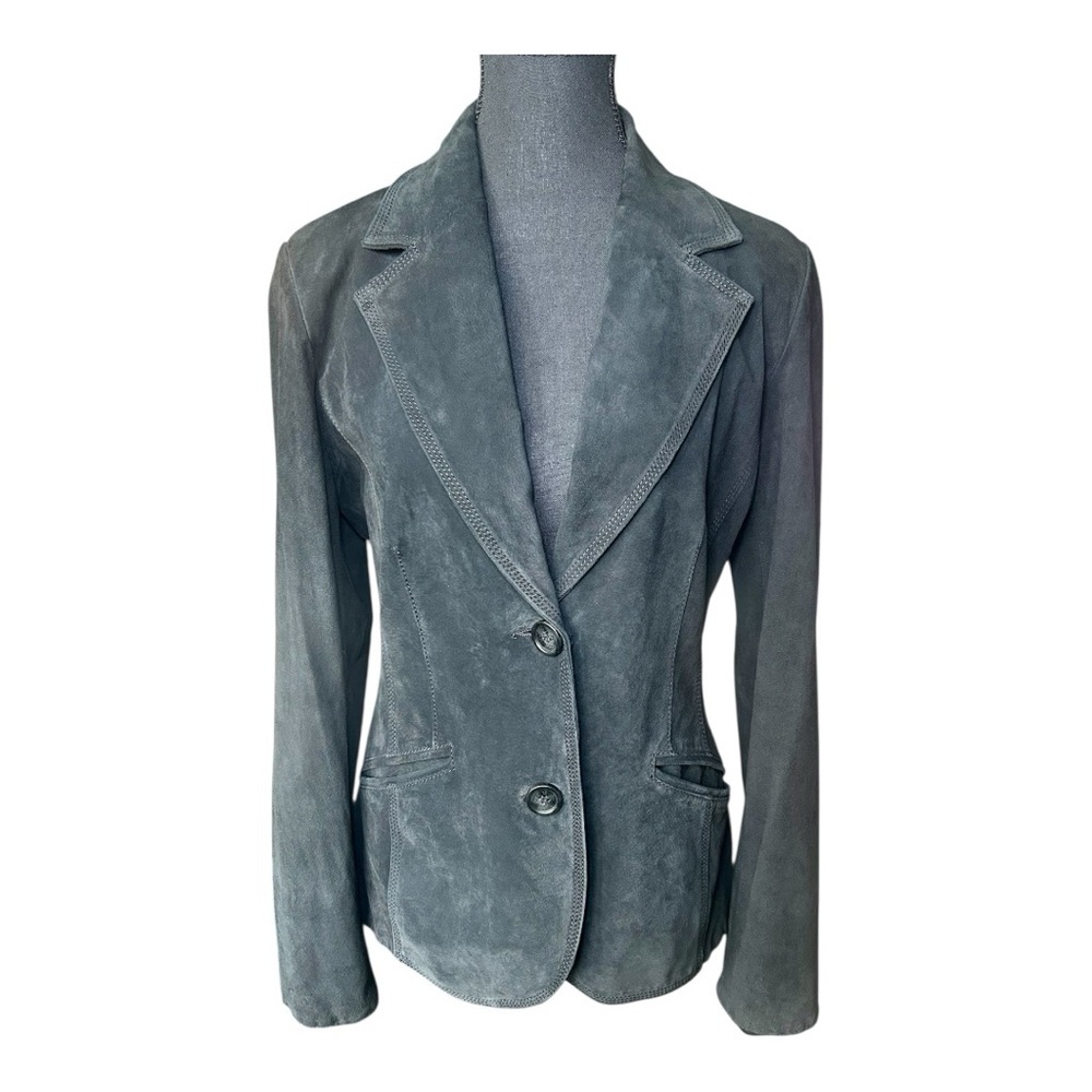 Women's Suede Blazer Jacket - Black